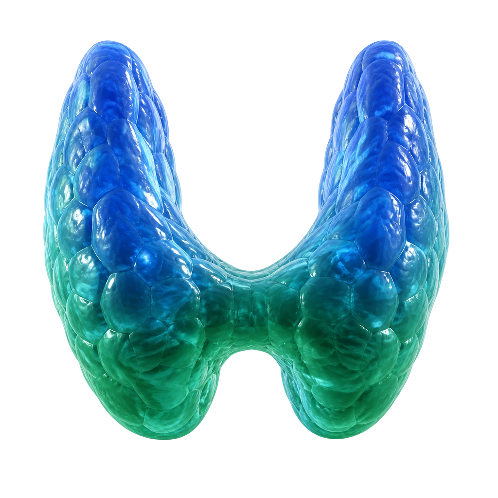 Ilustração da glândula tireoide em formato de borboleta no pescoço